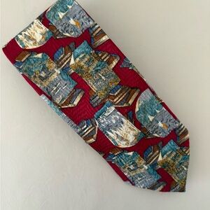 Ermenegildo Zegna Silk Tie Red Multicolor Archivio 2000 Italy
